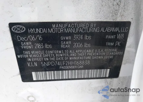 2017 Hyundai Elantra Se z USA, uszkodzony, nr VIN 5NPD74LF2HH168838